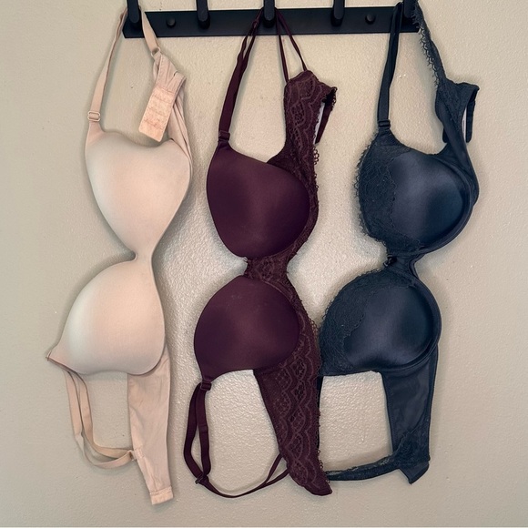 Lot of 3 Auden Lace Bras - Cream, Burgundy, Black Size 34C - Picture 1 of 7